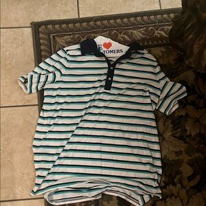 Ralph Lauren Blue and White Striped Polo Shirt